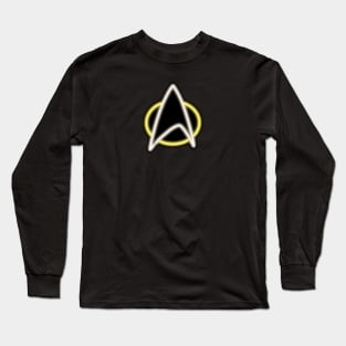 Yellow Neon Star Trek Next Generation Communicator Badge Top Left Long Sleeve T-Shirt